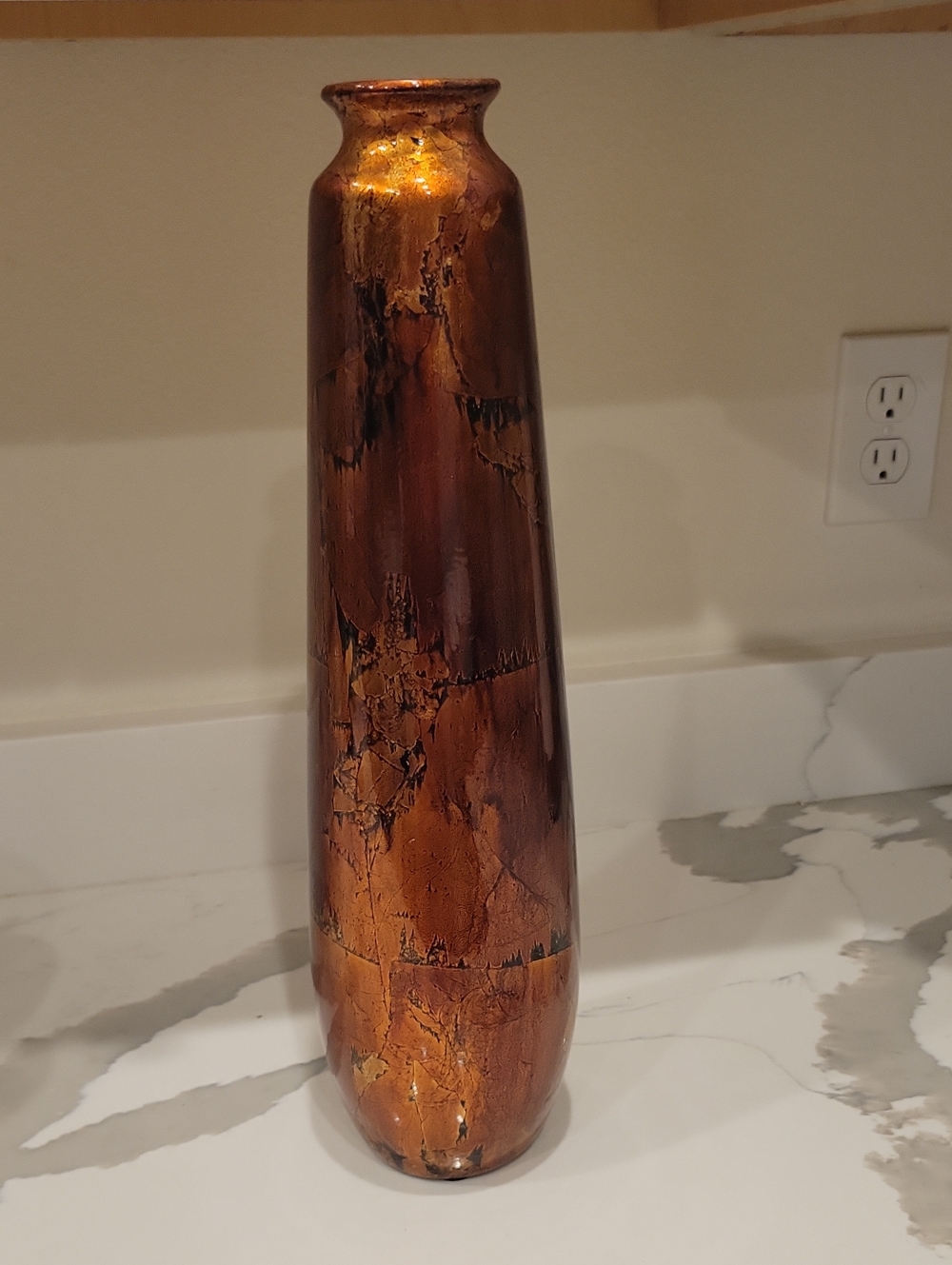 Copper Tone Tall Decorative Floor Vase - Home Accents